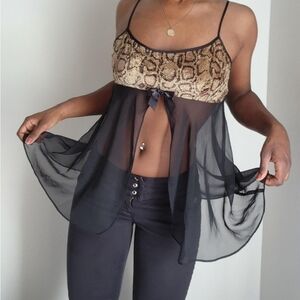 Vintage Y2K Open Front Babydoll Top